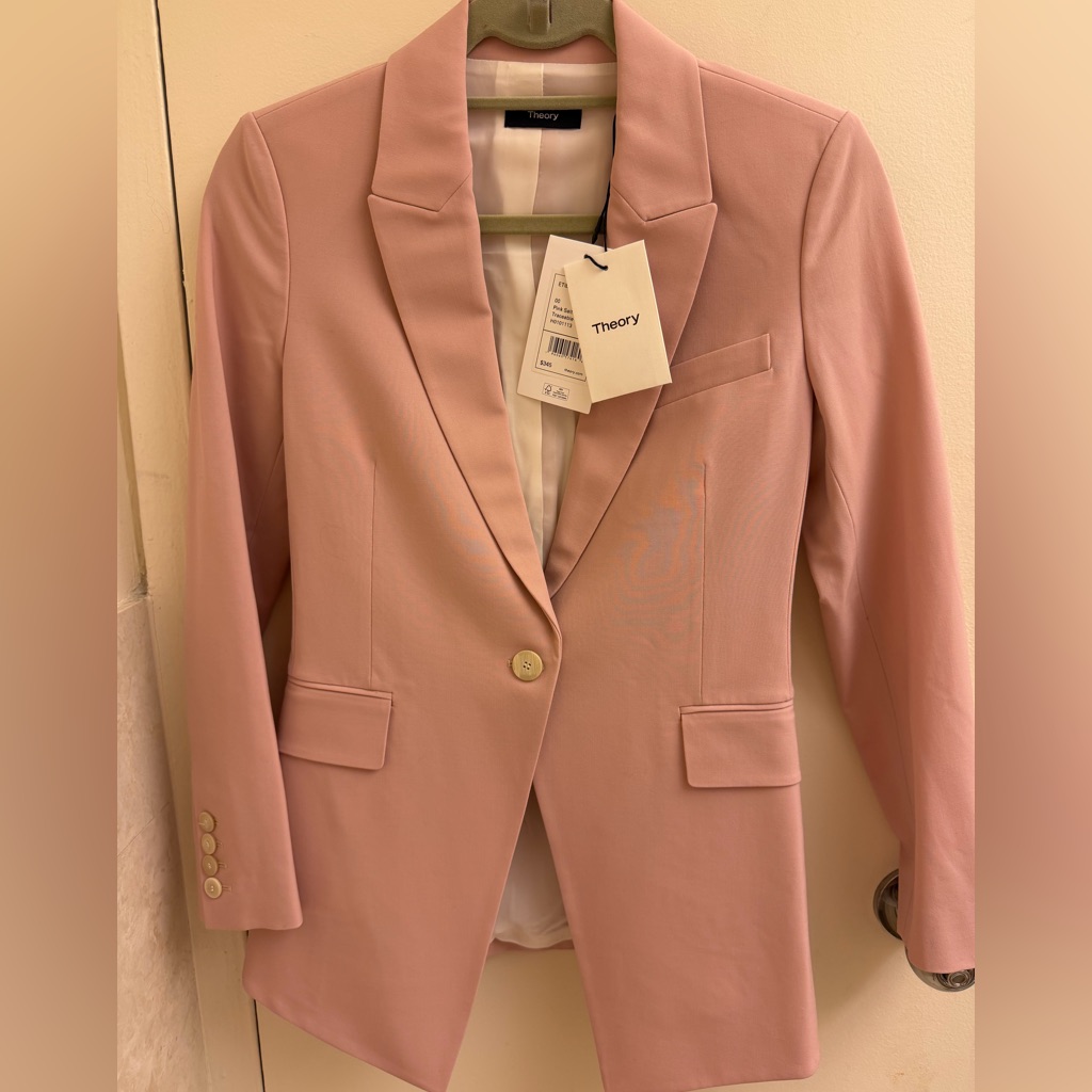 Theory Etiennette Blazer In Good Wool - Pink Salt 00 Nwt